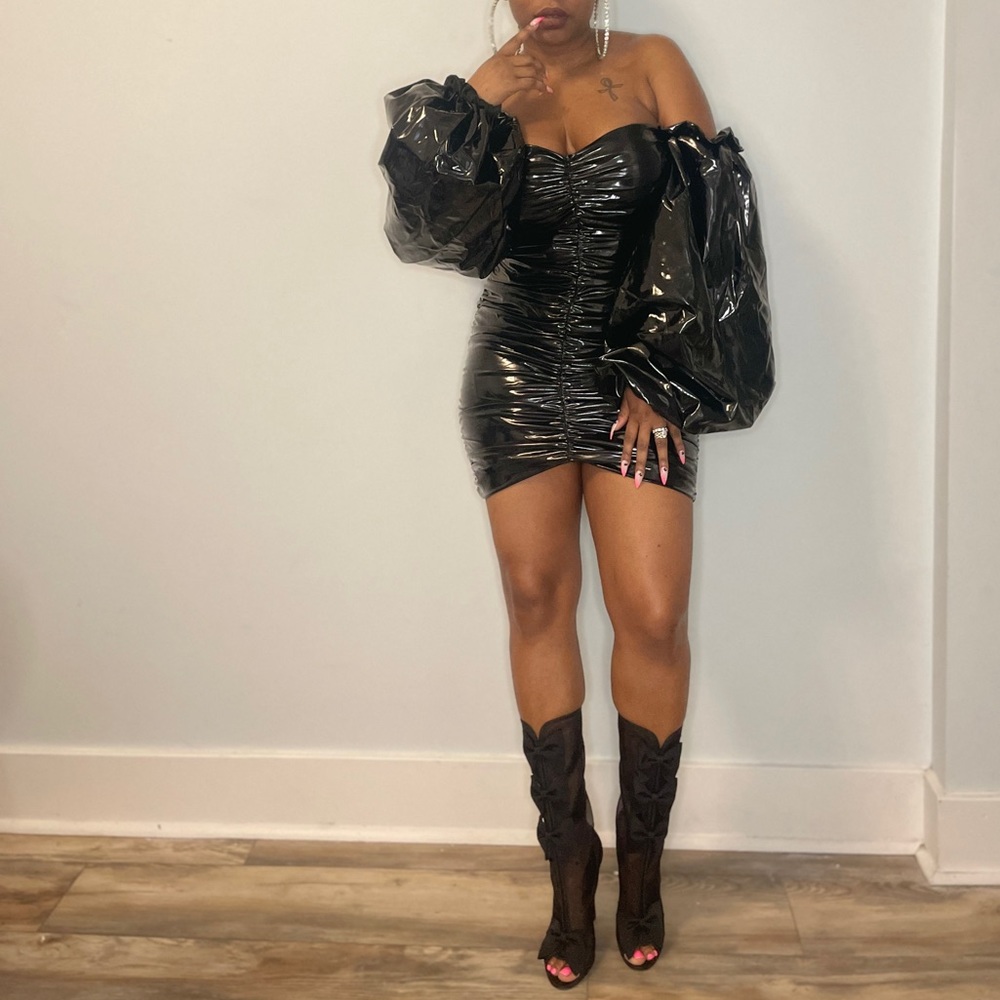 Ruche dress black